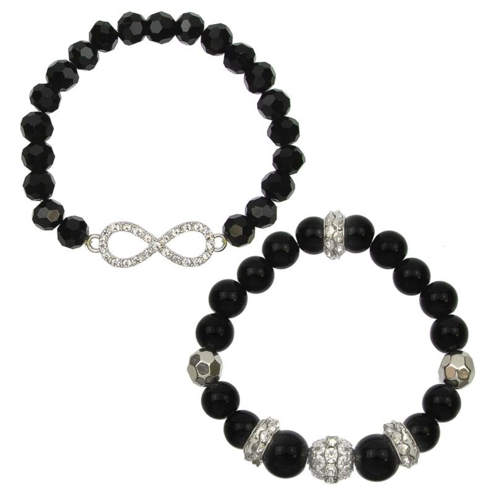 Big and Bold Infinity Beaded Stretch Bracelet 2 pc Set